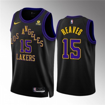 Men's Los Angeles Lakers #15 Austin Reaves Black 2023/24 City Edition Stitched Basketball Jersey Men's Los Angeles Lakers #15 Austin Reaves Black 2023/24 City Edition Stitched Basketball Jersey