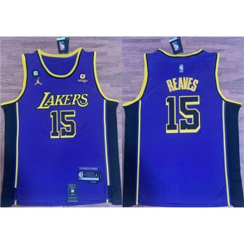 Men's Los Angeles Lakers #15 Austin Reaves Purple With NO.6 Patch Stitched Basketball Jersey Men's Los Angeles Lakers #15 Austin Reaves Purple With NO.6 Patch Stitched Basketball Jersey
