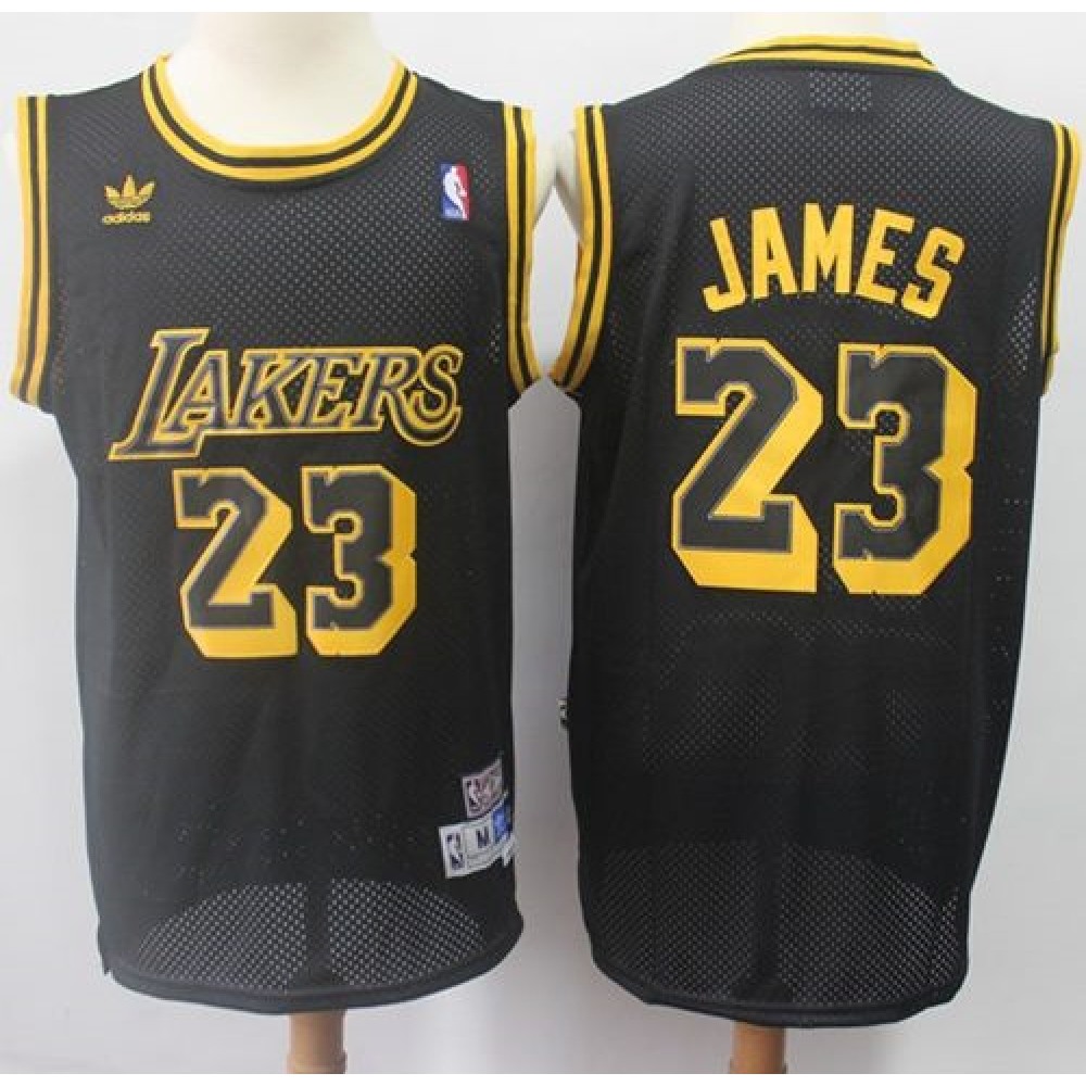 Men's Los Angeles Lakers #23 LeBron James Black Throwback Stitched NBA Jersey