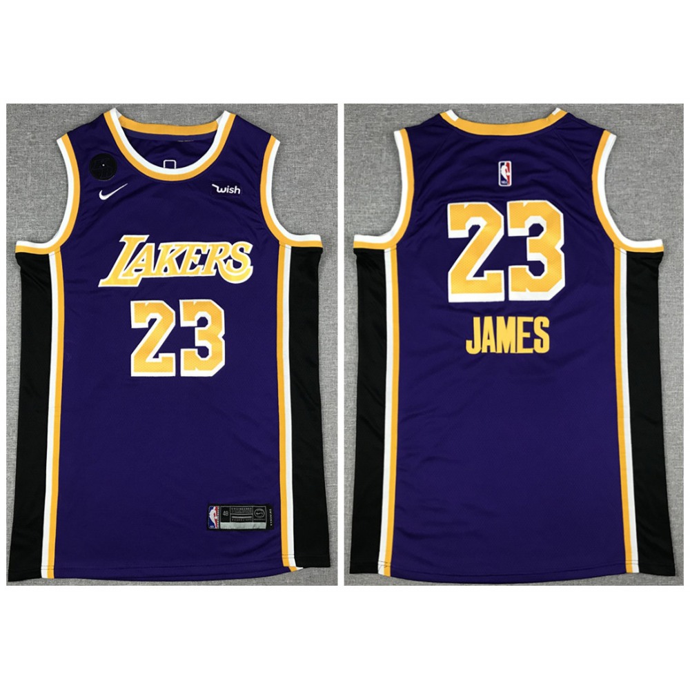 Men's Los Angeles Lakers #23 LeBron James Purple With KB Patch Stitched Jersey