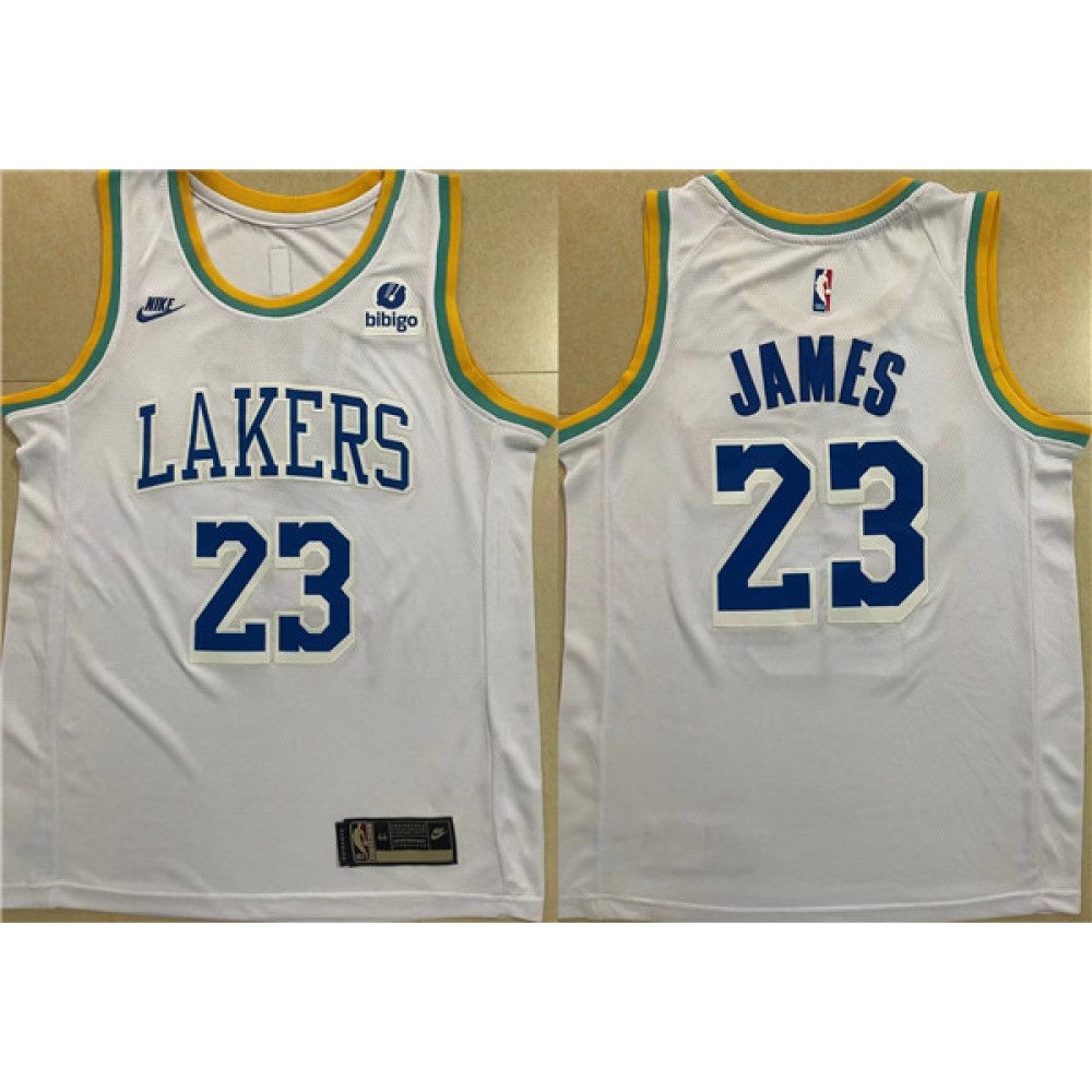 Men's Los Angeles Lakers #23 LeBron James White Stitched Basketball Jersey