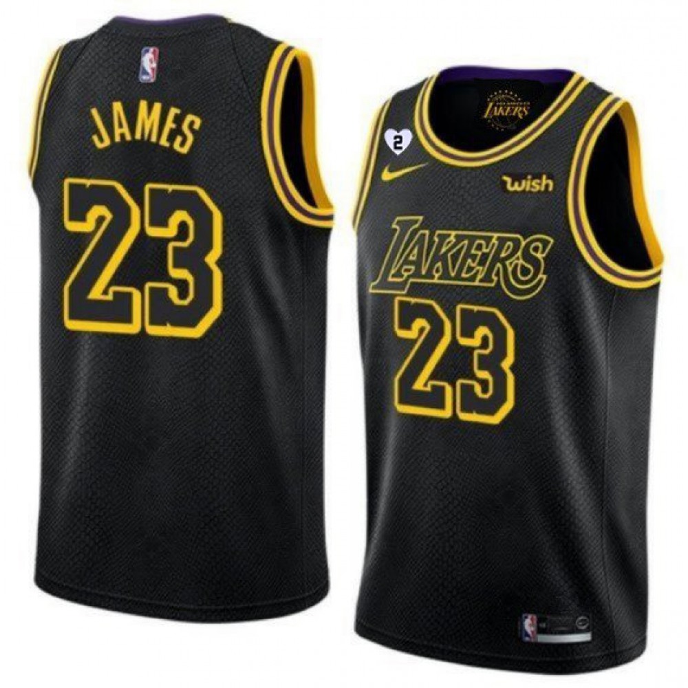 Men's Los Angeles Lakers #23 LeBron James With Gigi Patch Black Stitched Jersey