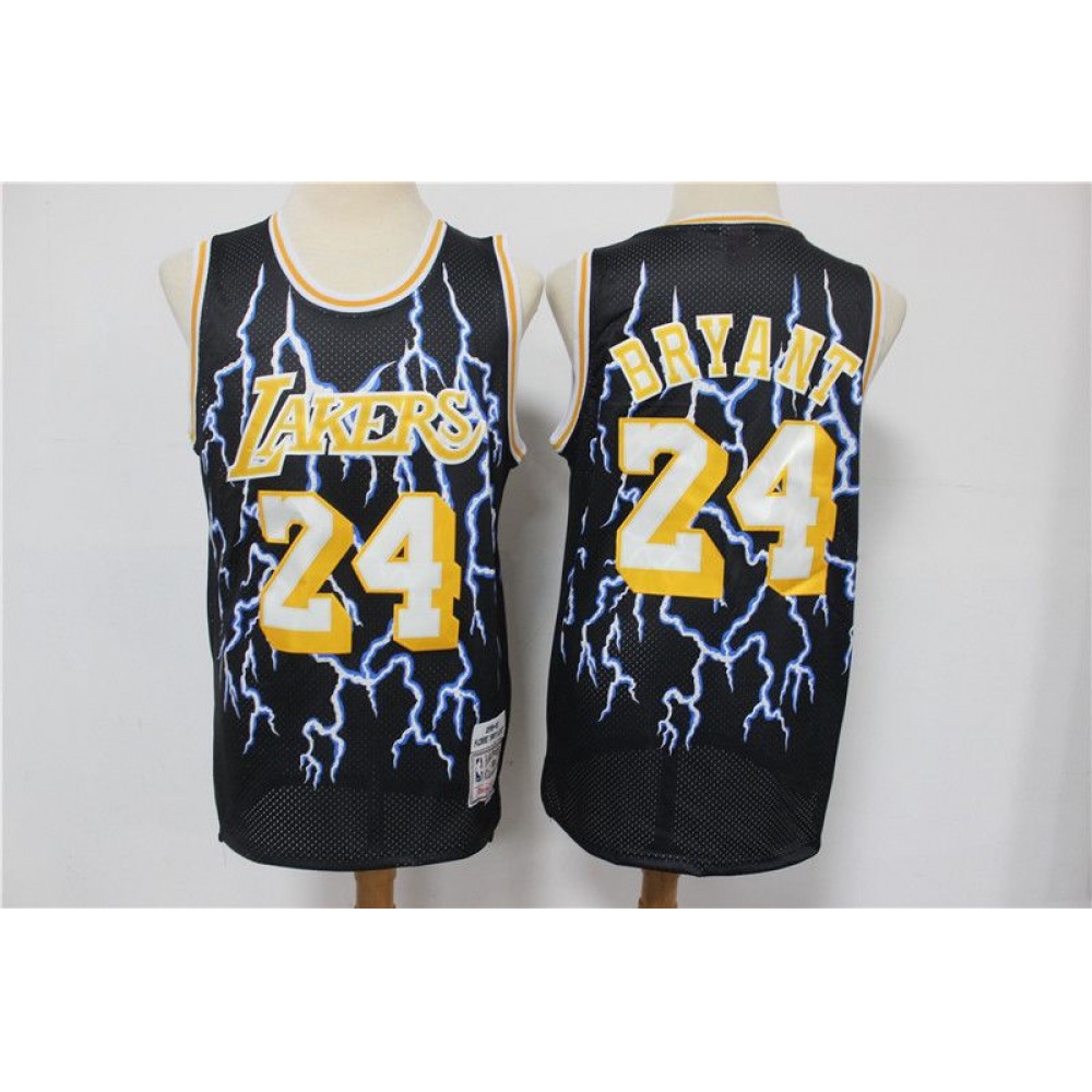 Men's Los Angeles Lakers #24 Kobe Bryant Black Hardwood Classics Lightning Limited Edition Stitched Jersey