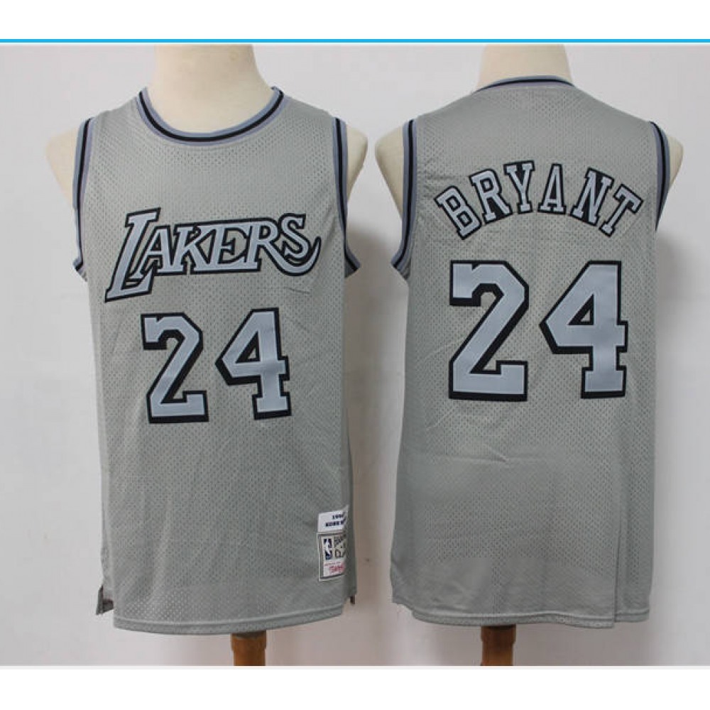 Men's Los Angeles Lakers #24 Kobe Bryant Grey Throwback Stitched Basketball Jersey