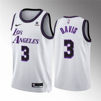 Men's Los Angeles Lakers #3 Anthony Davis White City Edition Stitched Basketball Jersey Men's Los Angeles Lakers #3 Anthony Davis White City Edition Stitched Basketball Jersey