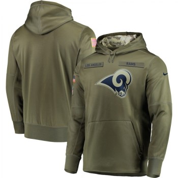 Men's Los Angeles Rams 2018 Olive Salute to Service Sideline Therma Performance Pullover Stitched NFL Hoodie Men's Los Angeles Rams 2018 Olive Salute to Service Sideline Therma Performance Pullover Stitched NFL Hoodie