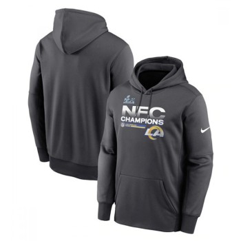 Men's Los Angeles Rams 2022 Black NFC Champions Pullover Hoodie Men's Los Angeles Rams 2022 Black NFC Champions Pullover Hoodie