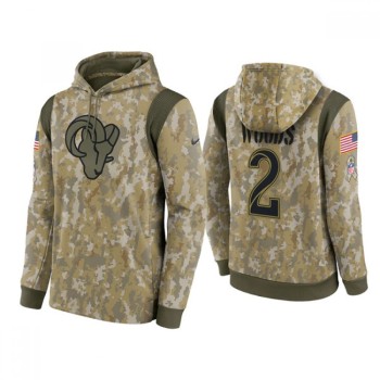 Men's Los Angeles Rams #2 Robert Woods Camo 2021 Salute To Service Therma Performance Pullover Hoodie Men's Los Angeles Rams #2 Robert Woods Camo 2021 Salute To Service Therma Performance Pullover Hoodie