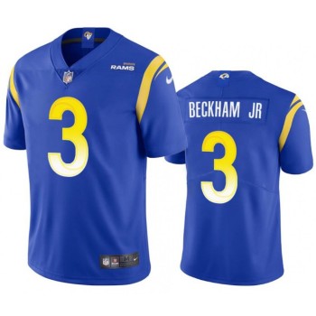 Men's Los Angeles Rams #3 Odell Beckham Jr. 2021 Royal Vapor Untouchable Limited Stitched Football Jersey Men's Los Angeles Rams #3 Odell Beckham Jr. 2021 Royal Vapor Untouchable Limited Stitched Football Jersey