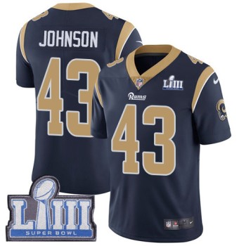 Men's Los Angeles Rams #43 John Johnson Navy Blue Super Bowl LIII Vapor Untouchable Limited Stitched NFL Jersey Men's Los Angeles Rams #43 John Johnson Navy Blue Super Bowl LIII Vapor Untouchable Limited Stitched NFL Jersey