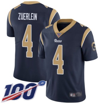 Men's Los Angeles Rams #4 Greg Zuerlein 2019 100th Season Navy Vapor Untouchable Limited Stitched NFL Jersey Men's Los Angeles Rams #4 Greg Zuerlein 2019 100th Season Navy Vapor Untouchable Limited Stitched NFL Jersey
