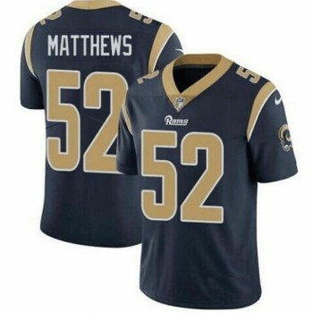 Men's Los Angeles Rams #52 Clay Matthews Navy Blue Vapor Untouchable Limited Stitched Jersey Men's Los Angeles Rams #52 Clay Matthews Navy Blue Vapor Untouchable Limited Stitched Jersey