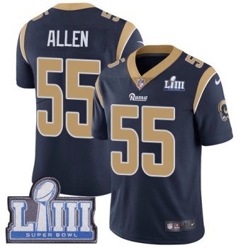 Men's Los Angeles Rams #55 Brian Allen Navy Blue Super Bowl LIII Vapor Untouchable Limited Stitched NFL Jersey Men's Los Angeles Rams #55 Brian Allen Navy Blue Super Bowl LIII Vapor Untouchable Limited Stitched NFL Jersey