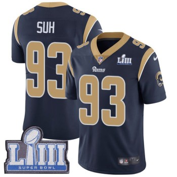 Men's Los Angeles Rams #93 Ndamukong Suh Navy Blue Super Bowl LIII Vapor Untouchable Limited Stitched NFL Jersey Men's Los Angeles Rams #93 Ndamukong Suh Navy Blue Super Bowl LIII Vapor Untouchable Limited Stitched NFL Jersey