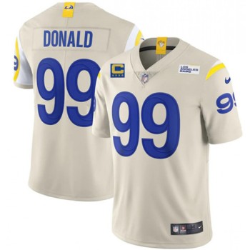 Men's Los Angeles Rams #99 Aaron Donald 2022 Bone With 4-star C Patch Vapor Untouchable Limited Stitched Jersey Men's Los Angeles Rams #99 Aaron Donald 2022 Bone With 4-star C Patch Vapor Untouchable Limited Stitched Jersey