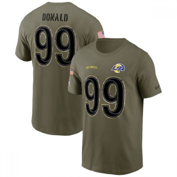 Men's Los Angeles Rams #99 Aaron Donald 2022 Olive Salute to Service T-Shirt Men's Los Angeles Rams #99 Aaron Donald 2022 Olive Salute to Service T-Shirt
