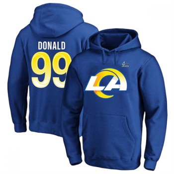 Men's Los Angeles Rams #99 Aaron Donald 2022 Royal Super Bowl LVI Champions Pullover Hoodie Men's Los Angeles Rams #99 Aaron Donald 2022 Royal Super Bowl LVI Champions Pullover Hoodie