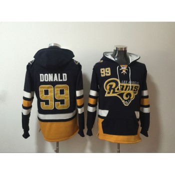 Men's Los Angeles Rams #99 Aaron Donald Navy Blue All Stitched NFL Hoodie Sweatshirt Men's Los Angeles Rams #99 Aaron Donald Navy Blue All Stitched NFL Hoodie Sweatshirt