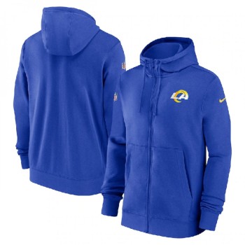 Men's Los Angeles Rams Blue Sideline Club Performance Full-Zip Hoodie Men's Los Angeles Rams Blue Sideline Club Performance Full-Zip Hoodie