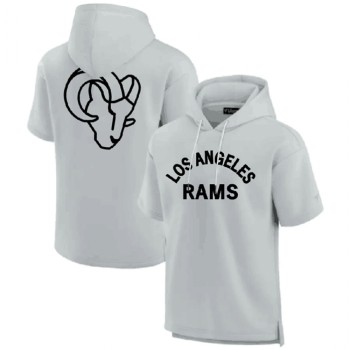 Men's Los Angeles Rams Gray Super Soft Fleece Short Sleeve Hoodie Men's Los Angeles Rams Gray Super Soft Fleece Short Sleeve Hoodie