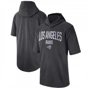Men's Los Angeles Rams Heathered Charcoal Sideline Training Hoodie Performance T-Shirt Men's Los Angeles Rams Heathered Charcoal Sideline Training Hoodie Performance T-Shirt