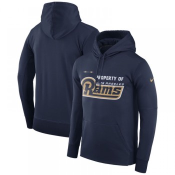 Men's Los Angeles Rams Navy Sideline Property Of Performance Pullover Hoodie Men's Los Angeles Rams Navy Sideline Property Of Performance Pullover Hoodie