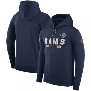 Men's Los Angeles Rams Navy Sideline Team Name Performance Pullover Hoodie Men's Los Angeles Rams Navy Sideline Team Name Performance Pullover Hoodie