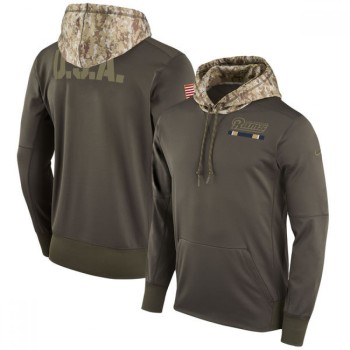 Men's Los Angeles Rams Olive Salute to Service Sideline Therma Pullover Hoodie Men's Los Angeles Rams Olive Salute to Service Sideline Therma Pullover Hoodie