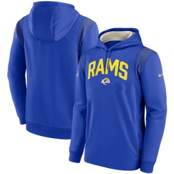 Men's Los Angeles Rams Royal Sideline Stack Performance Pullover Hoodie 001 Men's Los Angeles Rams Royal Sideline Stack Performance Pullover Hoodie 001