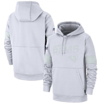 Men's Los Angeles Rams White 2019 100th Season Sideline Platinum Therma Pullover Hoodie Men's Los Angeles Rams White 2019 100th Season Sideline Platinum Therma Pullover Hoodie