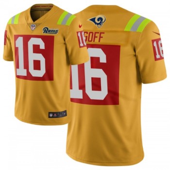 Men's Los Angeles Rams #16 Jared Goff Gold 2019 City Edition Limited Stitched NFL Jersey Men's Los Angeles Rams #16 Jared Goff Gold 2019 City Edition Limited Stitched NFL Jersey