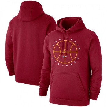Men's Lowa State Cyclones Red Basketball Icon Club Fleece Pullover Hoodie Men's Lowa State Cyclones Red Basketball Icon Club Fleece Pullover Hoodie