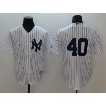 Men's MLB New York Yankees #40 Luis Severino White Flexbase Stitched Jersey