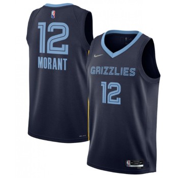 Men's Memphis Grizzlies #12 Ja Morant 75th Anniversary 2021 Navy Swingman Stitched Jersey Men's Memphis Grizzlies #12 Ja Morant 75th Anniversary 2021 Navy Swingman Stitched Jersey