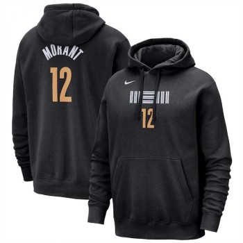Men's Memphis Grizzlies #12 Ja Morant Black 2023/24 City Edition Name & Number Pullover Hoodie Men's Memphis Grizzlies #12 Ja Morant Black 2023/24 City Edition Name & Number Pullover Hoodie
