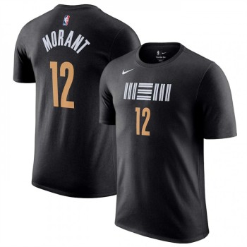 Men's Memphis Grizzlies #12 Ja Morant Black 2023/24 City Edition Name & Number T-Shirt Men's Memphis Grizzlies #12 Ja Morant Black 2023/24 City Edition Name & Number T-Shirt