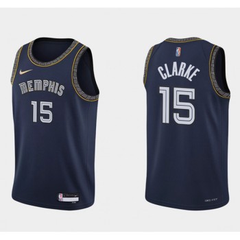 Men's Memphis Grizzlies #15 Brandon Clarke 2021/22 City Edition Navy 75th Anniversary Stitched Jersey Men's Memphis Grizzlies #15 Brandon Clarke 2021/22 City Edition Navy 75th Anniversary Stitched Jersey