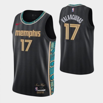 Men's Memphis Grizzlies #17 Jonas Valanciunas 2020-21 Black City Edition Stitched NBA Jersey Men's Memphis Grizzlies #17 Jonas Valanciunas 2020-21 Black City Edition Stitched NBA Jersey