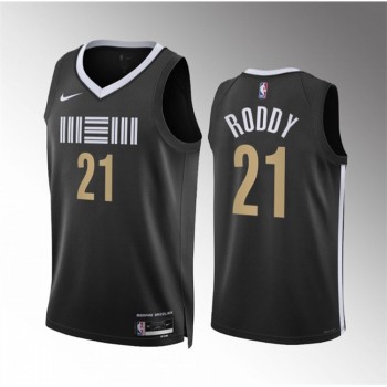 Men's Memphis Grizzlies #21 David Roddy Black 2023/24 City Edition Stitched Basketball Jersey Men's Memphis Grizzlies #21 David Roddy Black 2023/24 City Edition Stitched Basketball Jersey