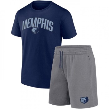 Men's Memphis Grizzlies Navy/Heather Gray Arch T-Shirt & Shorts Combo Set Men's Memphis Grizzlies Navy/Heather Gray Arch T-Shirt & Shorts Combo Set
