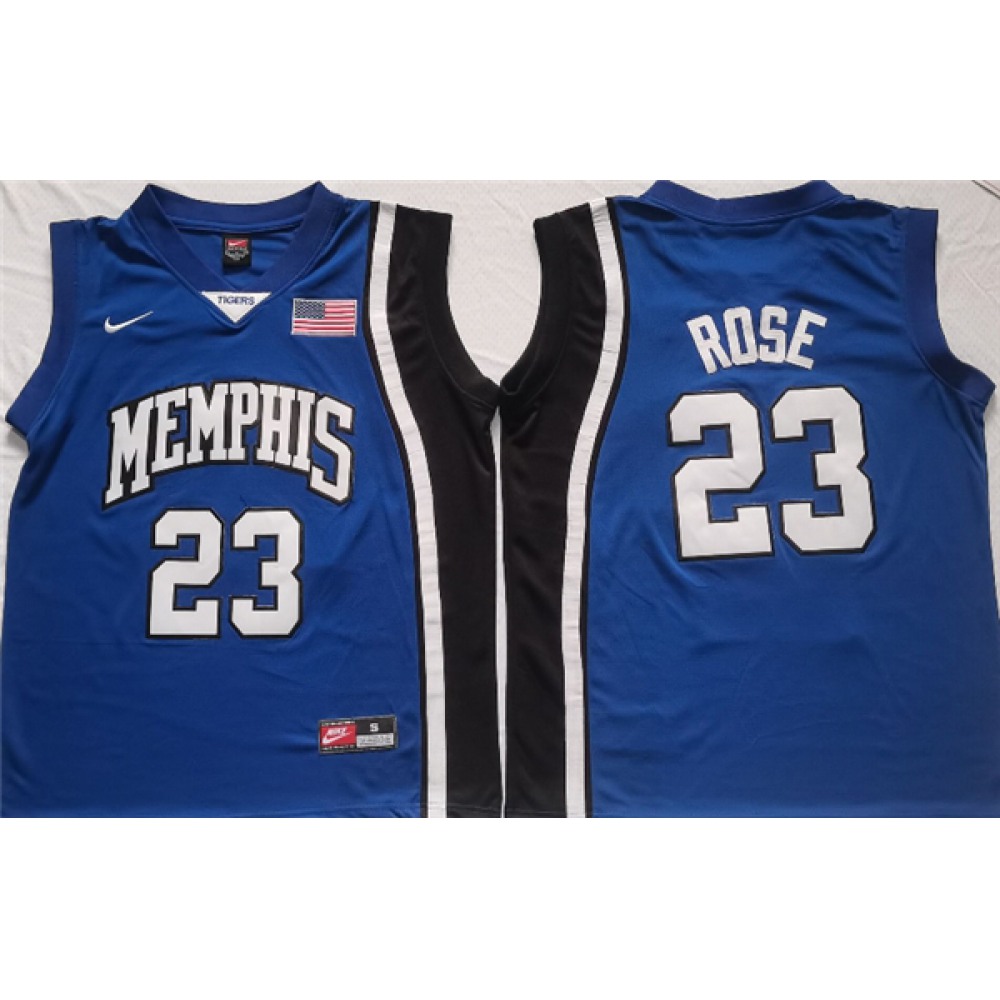 Men's Memphis Tigers #23 Derrick Rose Blue Stitched Jersey