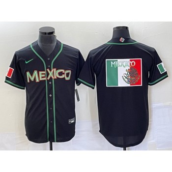 Men's Mexico Baseball 2023 Black World Baseball Classic Team Big Logo Stitched Jersey Men's Mexico Baseball 2023 Black World Baseball Classic Team Big Logo Stitched Jersey