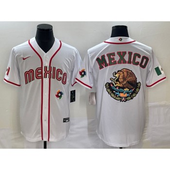 Men's Mexico Baseball 2023 White Team Big Logo World Baseball Classic Stitched Jersey