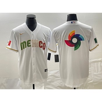 Men's Mexico Baseball 2023 White Team Big Logo World Baseball Classic Stitched Jersey