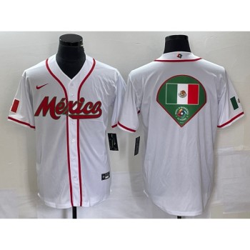 Men's Mexico Baseball 2023 White World Baseball Classic Team Big Logo Stitched Jersey Men's Mexico Baseball 2023 White World Baseball Classic Team Big Logo Stitched Jersey