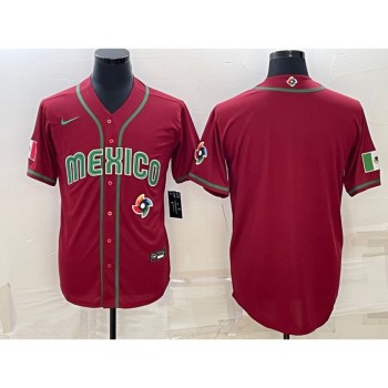 Men's Mexico Baseball Blank 2023 Red World Baseball With Patch Classic Stitched Jersey Men's Mexico Baseball Blank 2023 Red World Baseball With Patch Classic Stitched Jersey