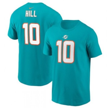 Men's Miami Dolphins #10 Tyreek Hill 2022 Aqua Name & Number T-Shirt Men's Miami Dolphins #10 Tyreek Hill 2022 Aqua Name & Number T-Shirt