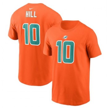 Men's Miami Dolphins #10 Tyreek Hill 2022 Orange Name & Number T-Shirt Men's Miami Dolphins #10 Tyreek Hill 2022 Orange Name & Number T-Shirt