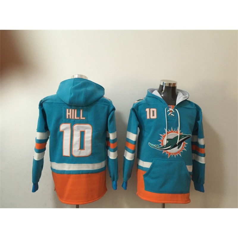 Men's Miami Dolphins #10 Tyreek Hill Aqua Lace-Up Pullover Hoodie Men's Miami Dolphins #10 Tyreek Hill Aqua Lace-Up Pullover Hoodie