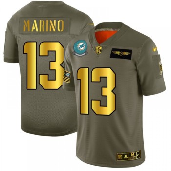 Men's Miami Dolphins #13 Dan Marino 2019 Olive/Gold Salute To Service Limited Stitched NFL Jersey Men's Miami Dolphins #13 Dan Marino 2019 Olive/Gold Salute To Service Limited Stitched NFL Jersey